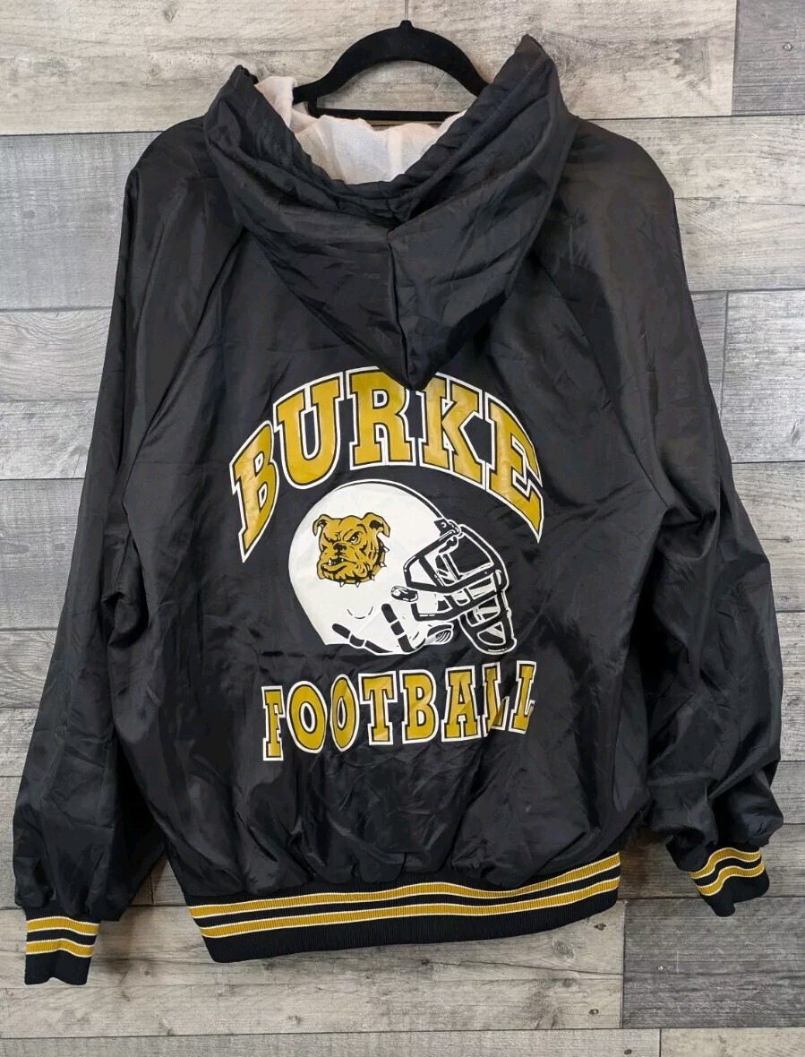 Vintage Burke Bulldogs Football Jacket Large Sable 1/4 Zip Hooded Pullover JoJo  