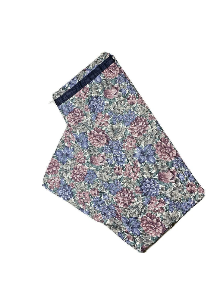 Cortina con panel de cortina floral vintage única de los años 80 azul marino y púrpura patrón de 80" Foto 2 de 4