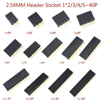 Connector and Terminal 10pcs Pitch 1x 5 Pin 2.54mm Female Single Row Straight PCB Header Strip Socket 