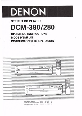 Denon  Bedienungsanleitung user manual owners manual  für DCM- 280 / 380  Copy