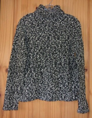 Classiques Entier Black & White Mottled Boucle Turtleneck Sweater, Women's M