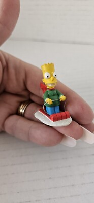 The Simpsons Hawthorne Village ''Cool, Man'' Bart On Sled Figurine 78439B