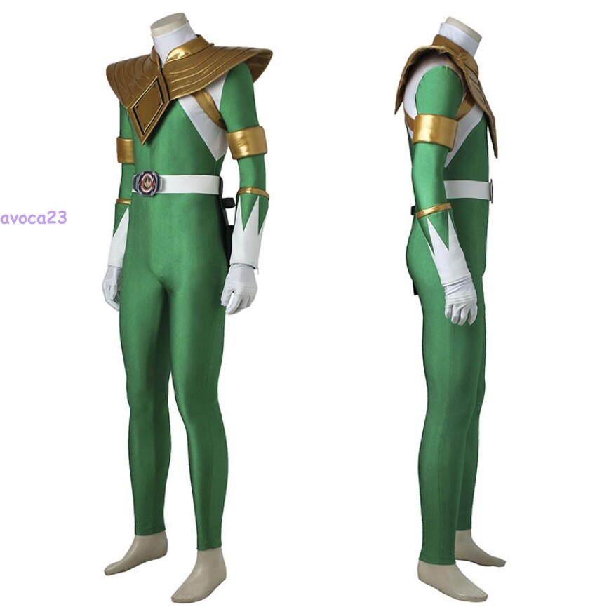 Mighty Morphin Power Rangers Cosplay Costume Green Dragon Ranger Zentai ...
