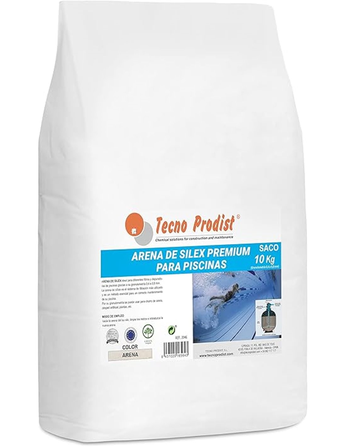 Tecno Prodist Arena DE Silex Premium para Piscinas (Saco 10 Kg) Granulometría 0,