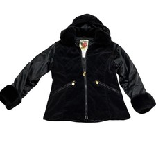 Rothschild girl  s velvet and satin fur trim coat size S 7-8