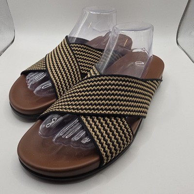 Rothy s Women s Sandals The Weekend Slide Toffee Stripe Size 10.5 NWOT 198-006