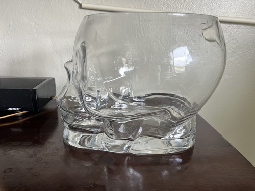 Rare Large Glass Skull Punch Bowl Ice Bucket Candy Halloween By Williams Sonoma - Picture 14 of 16
