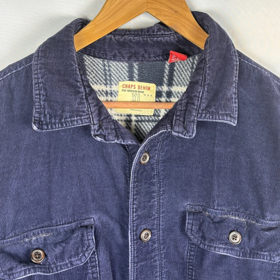 De Colección Chaps Denim Hombres Pana Forrada de Vellón Camisa Chaqueta Chaqueta XL Trabajo al Aire Libre Foto 2 de 4