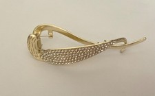 Elegant artificial beautiful rhinestone hair clip metal gold. 1-A