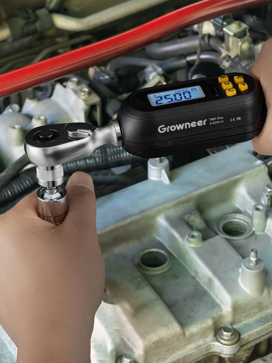 GROWNEER Digital Torque Wrench, 2.2-44.3 Ft-lbs/3-60 Nm, Balck 