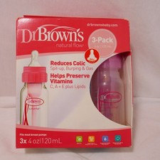 Dr. Brown's Baby Bottles Natural Flow Anti Colic Pink 8oz 3 Pk NIB
