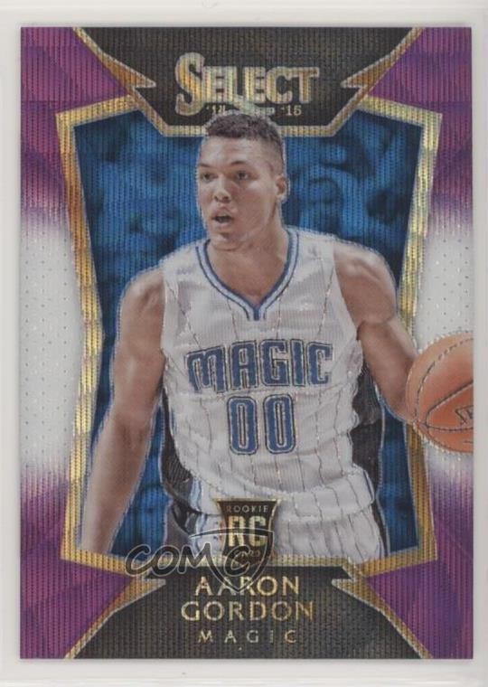 2014 Panini Select Concourse Purple & White Prizm Aaron Gordon #91 Rookie RC 4l3