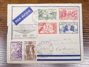 NobleSpirit 1937 Cameroun #217-222 Paris Intl Expo First Flight to France