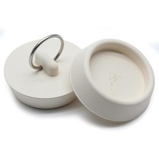 Rubber Drain Stopper, 1-5/8 to 1-3/4 Inch, White, 2Pcs Bathtub Drain Plug,