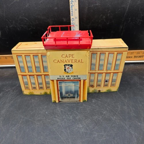 Vintage MARX Cape Canaveral Air Command Metal Litho Playset Missile Test Center