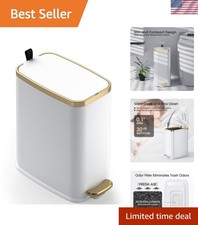 Small Bathroom Trash Can with Lid Soft Close-5L/1.3 Gal Stainless Steel Garba...