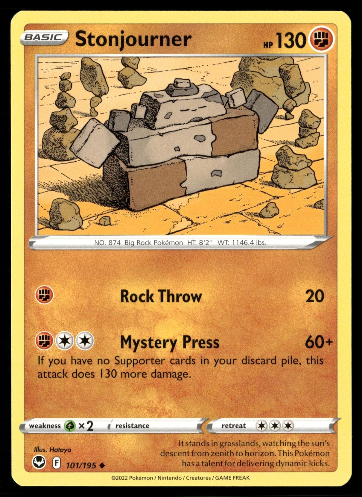 Stonjourner 101/195 Uncommon Silver Tempest Pokemon Near Mint