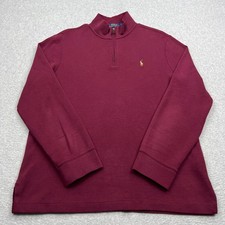 Polo Ralph Lauren Sweater Mens Medium Red 1/4 Zip Estate Rib Flesh Pony Pullover