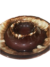Pfaltzgraff 311 Chip And Dip Bowl Gourmet Brown Drip Veggie Tray Vintage Retro