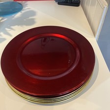 Set of 10 Red and Plastic Charger Plates 13 Inch Diameter