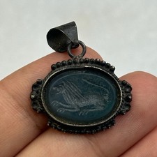 Unresearched Collectible Roman Greek Silver Pendent With Lion Intaglio