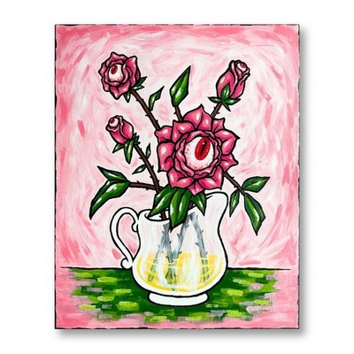 Original Floral Art Acrylic Painting Of Some Weird Roses By Sleven