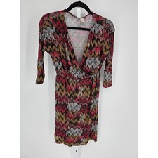 Old Navy Women's Multicolor Chevron Long Sleeve Wrap Knee Length Dress Size S