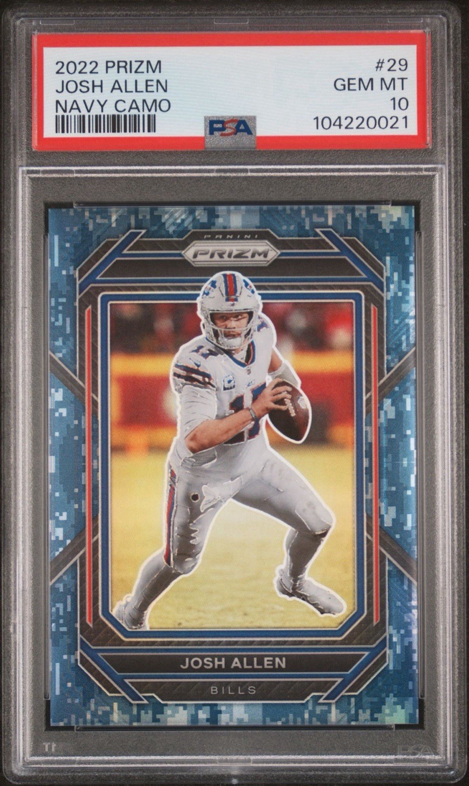 2022 Panini Prizm Josh Allen #29 Navy Camo /25 PSA 10 Pop 5 Color Match