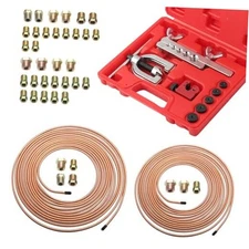 25Ft 1/4" and 3/16" Brake Line Kit,Single & Double Brake Line Flaring Tool Kit 