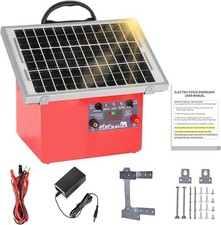 20 Miles Solar Electric Fence Charger,0.5 Joule Electric Fence Kit with 7.5W red