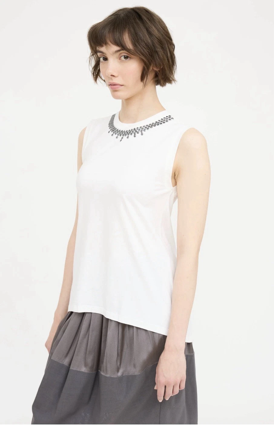 Brunello Cucinelli Cotton White Sequin Sleeveless Shirt Top Size XXL
Opens in a new window or tab