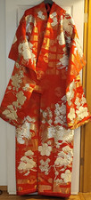 Vintage Japanese Ceremonial Red Silk Bridal Uchikake Kimono
