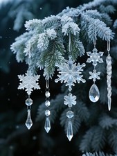 Naler 20 Pcs Christmas Decorations Snowflake Icicle Clear Icicle snowflake