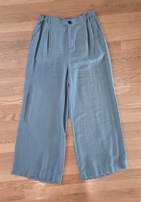 Open Edit Nordstrom Wide Leg Pants Women s M Grey Elastic Waist, Button Closure