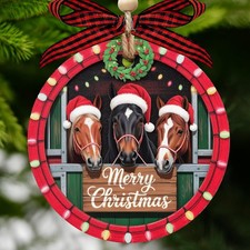 2025 Christmas Ornaments   2 Layer Horse for Merry