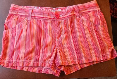 So Wear It Declare It Orange Stripped Shorts size 11 Bright Colorful Neon
