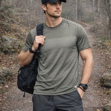 Vuori Grandview Tech Tee Olive Green Mesh Performance Shirt L V197 Breathable