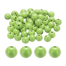 50pcs 20mm Light Green Round Wood Beads 4.5mm Large Hole for Jewelry Making