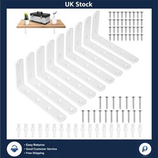 Heavy Duty White L-Shape Wall Shelf Support Brackets 9 Pcs 4.9x2.9x0.78 in