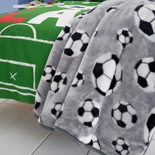 Catherine Lansfield Kids Living Football 120x150cm Blanket Throw Grey