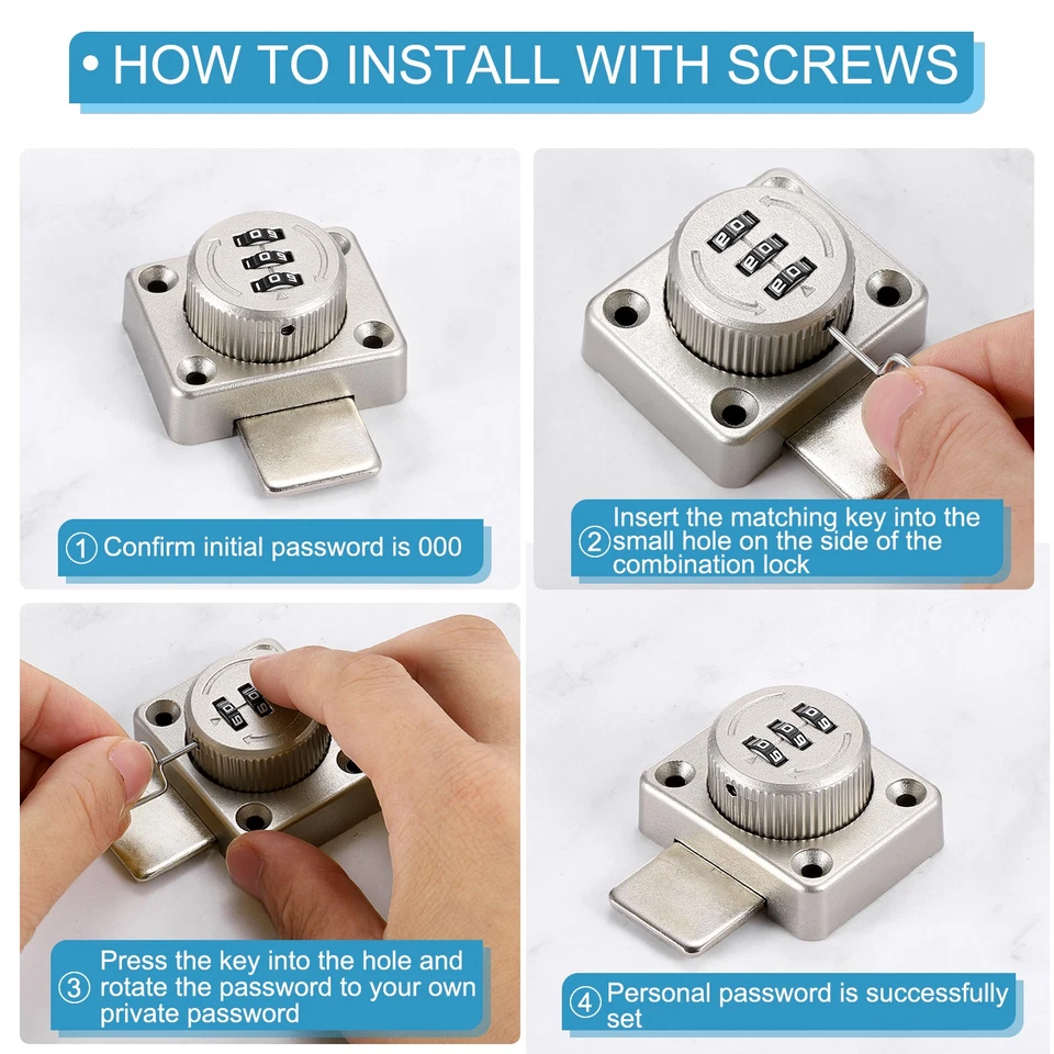 Schrank Passwort Riegel Zahlenschloss Sicherheitsschloss Schwarz - Bild 4 von 4