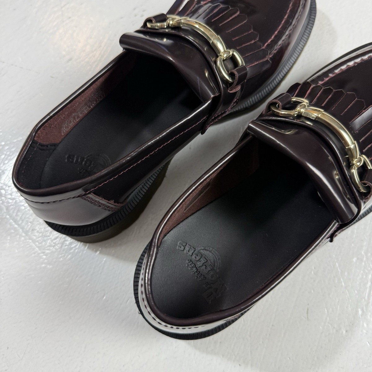 Dr Martens Adrian Snaffle Smooth Cherry Red Leather Kiltie Loafers