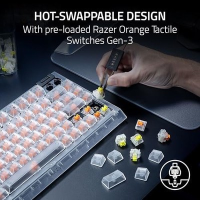 RAZER BLACKWIDOW V4 75% MECHANICAL GAMING KEYBOARD: -  PHANTOM WHITE