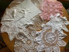 Lot of 6 Vintage Large Hand Crocheted Dollies...