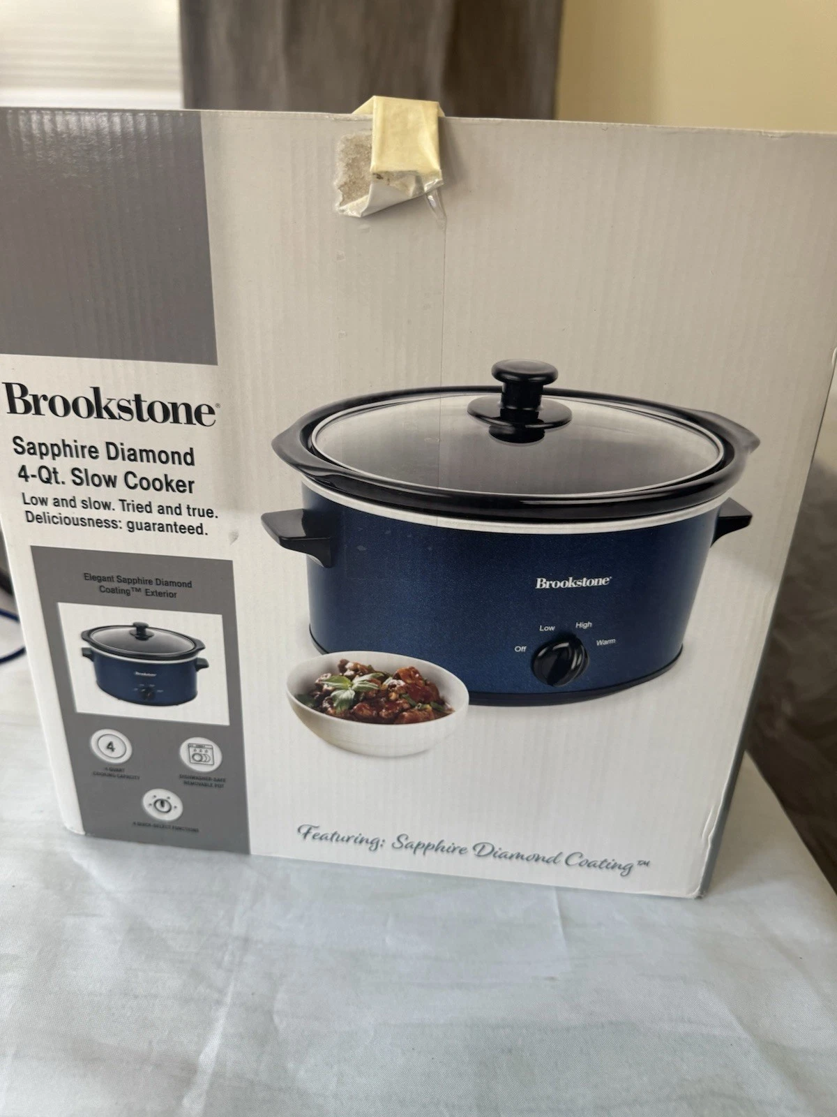 Brookstone Sapphire Diamond 4qt Slow Cooker Blue New In Box