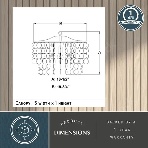 Vaxcel Lighting P0394 Elsa 20"W 3 Light Capiz Shell Pendant - Brass - Picture 8 of 12