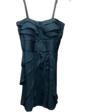 Adrianna Papell Wmn’s Little Black Dress 12 Spaghetti Straps Layered Sheer Frill