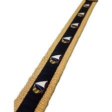 Dooney Bourke Novelty Sailboat Nautical Belt Tan Canvas Preppy 30 Woven Boating