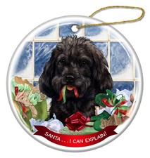 Black Cockapoo Dog Porcelain Hanging Ornament Pet Gift Santa I Can Explain 