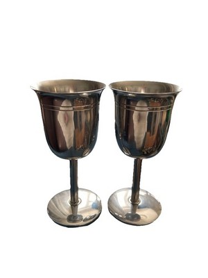 Paar Vintage Edelstahl Kelche Gläser Garten Mann Höhle Bar Wohnwagen Camping
